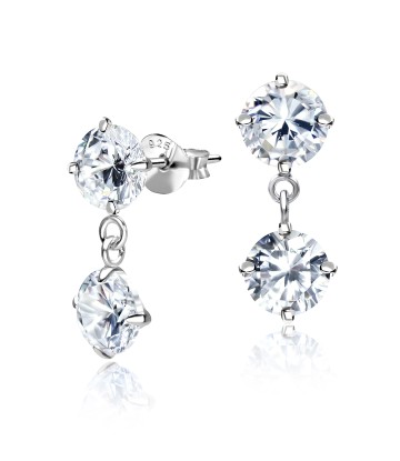 Double Stones CZ Earring Silver ECS-12